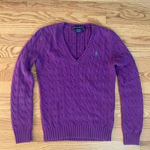 Ralph Lauren Sport Purple Cableknit Sweater